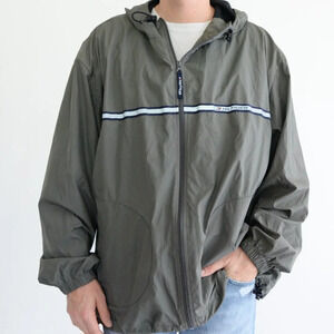 Vintage Tommy Hilfiger  Grey Windbreaker Raincoat with Hood Size XXL
